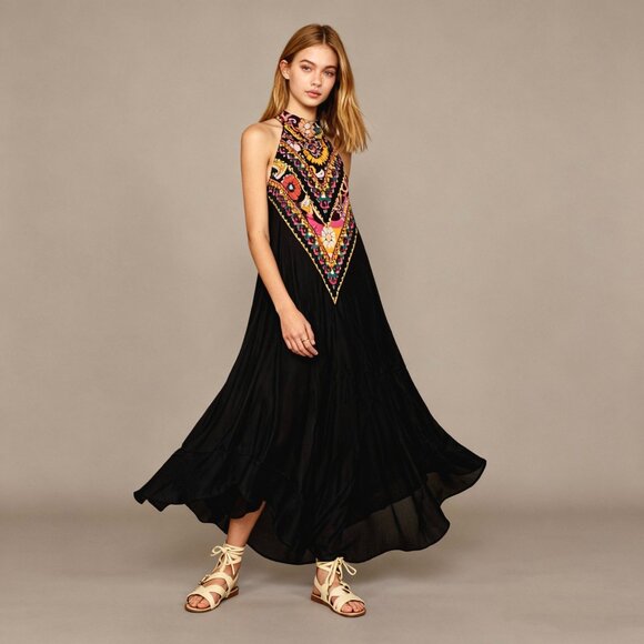 Johnny Was Dresses & Skirts - $465 NWOT JOHNNY WAS JADE Silk Blend NADIA Halter Floral Maxi Dress Size S